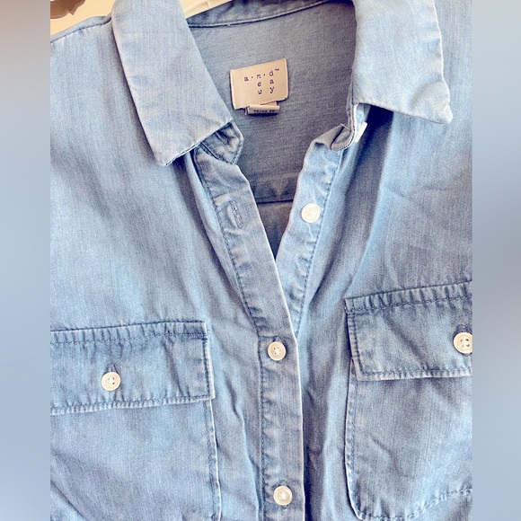 NWT. XS. Womens button up lyocell blue tunic. Long sleeve. - Picture 5 of 9